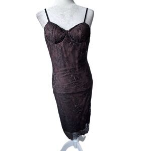 Commense Black Lace Dress Bronze Lining Bustier Straps Lolita Small NEW